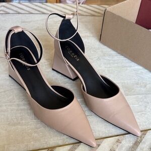 Torgeis Nude Ankle Strap Heels